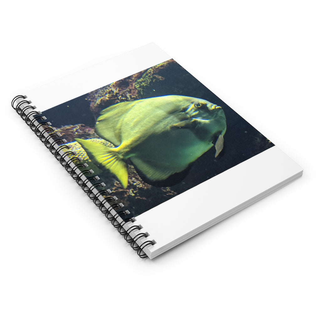 Green Fish Spiral Notebook with ruled line pages and a vibrant printed cover featuring a fish design.