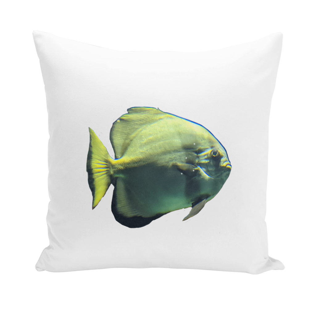 Green Fish Throw Pillows showcasing vibrant fish designs on soft polyester fabric, perfect for home decor.