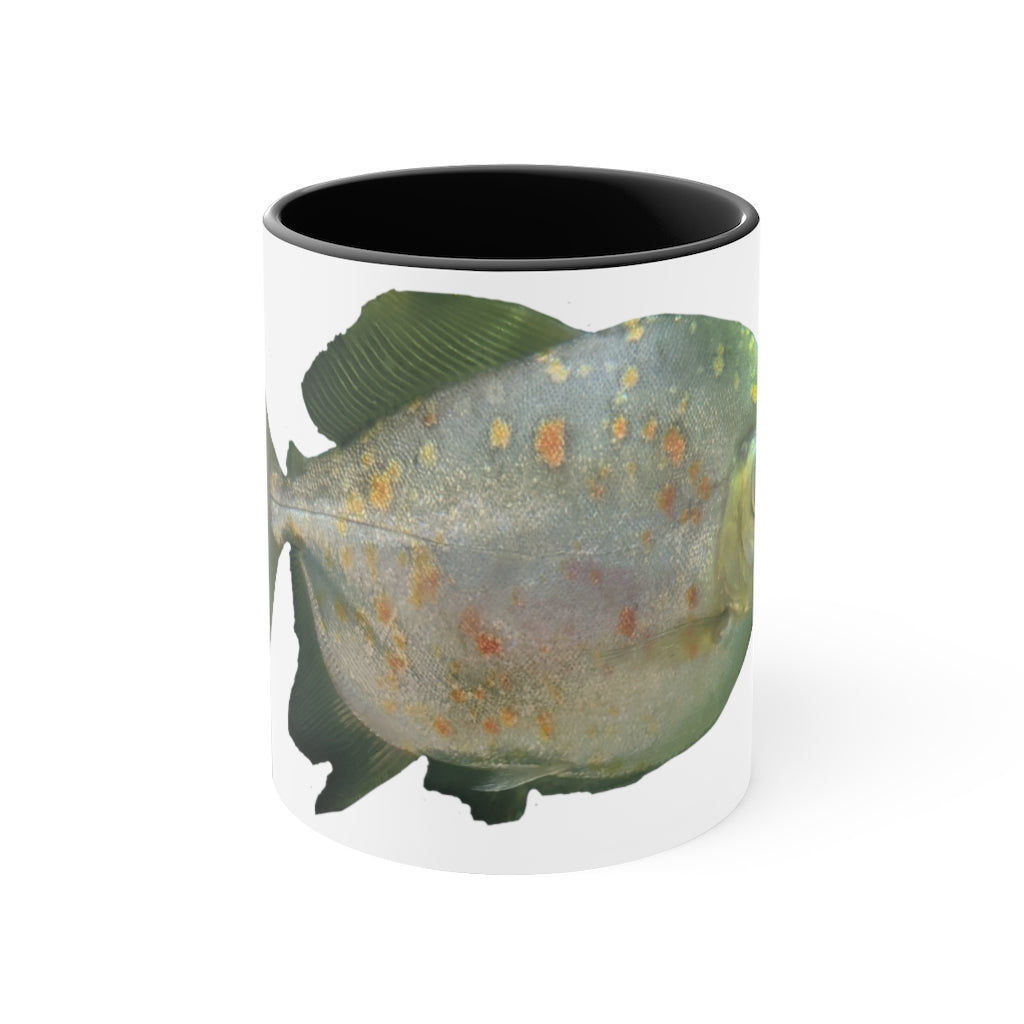 A vibrant green fish accent coffee mug with a comfortable C-handle and contrasting interior, perfect for enjoying beverages.