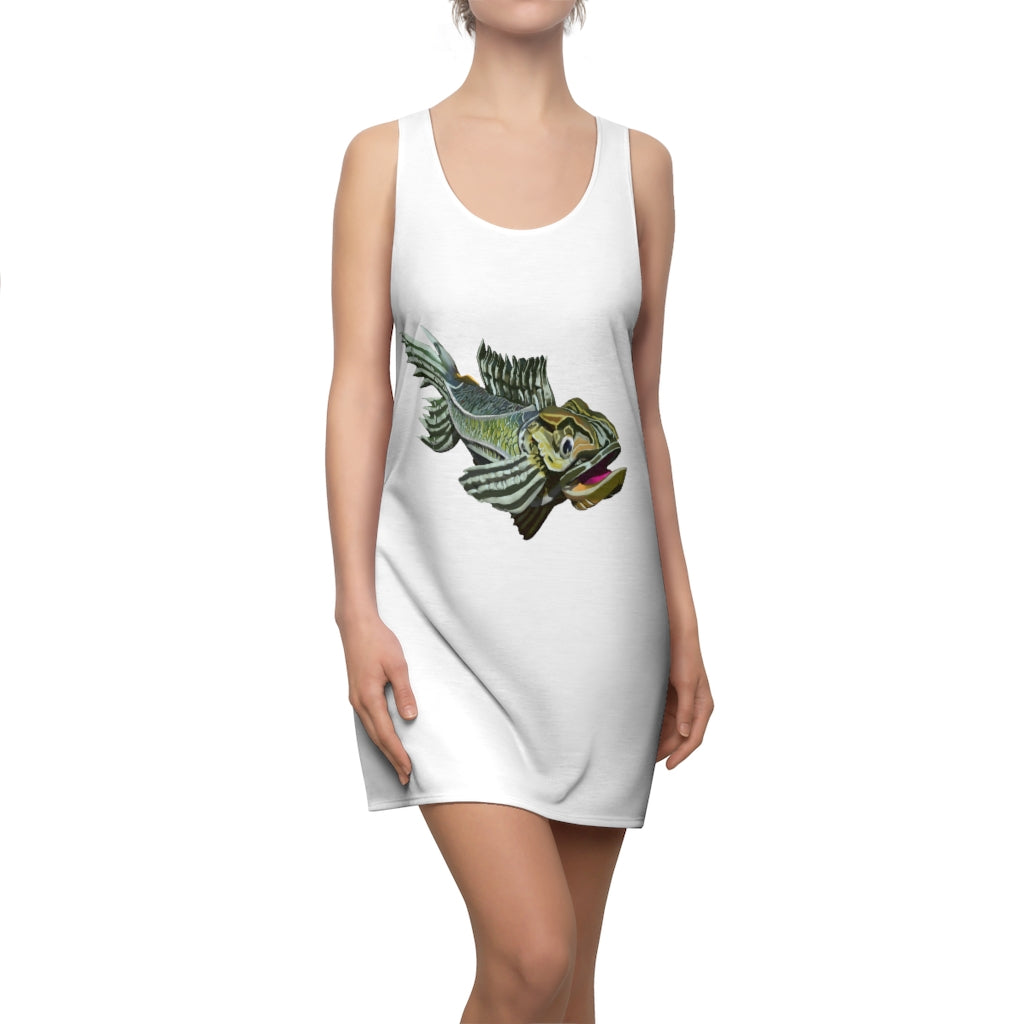 A stylish Green Fish Women's Cut & Sew Racerback Dress featuring a feminine design and sporty fit, made from lightweight polyester.
