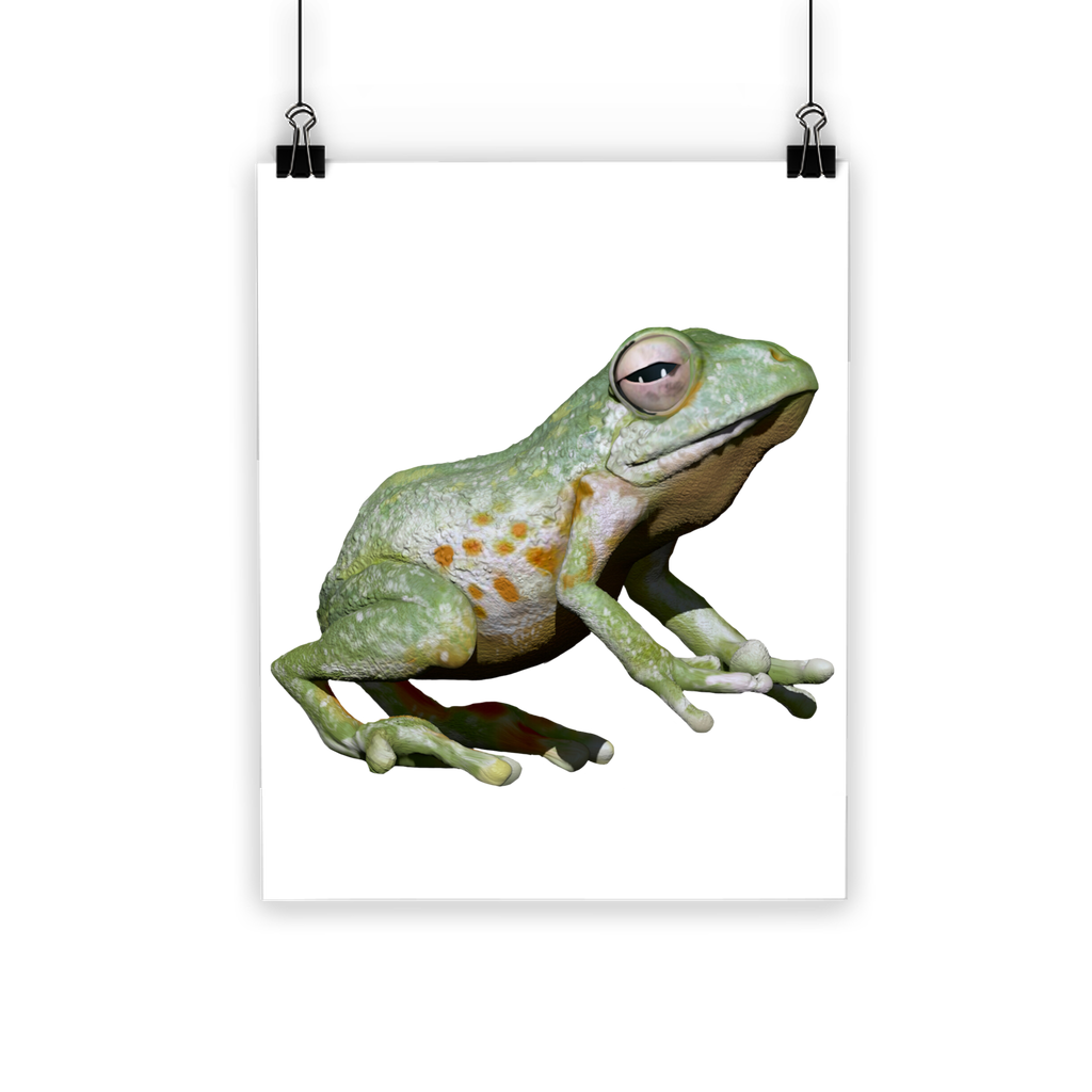 Green Frog Classic Poster featuring vibrant colors and eco-friendly design, printed on semi-gloss paper.