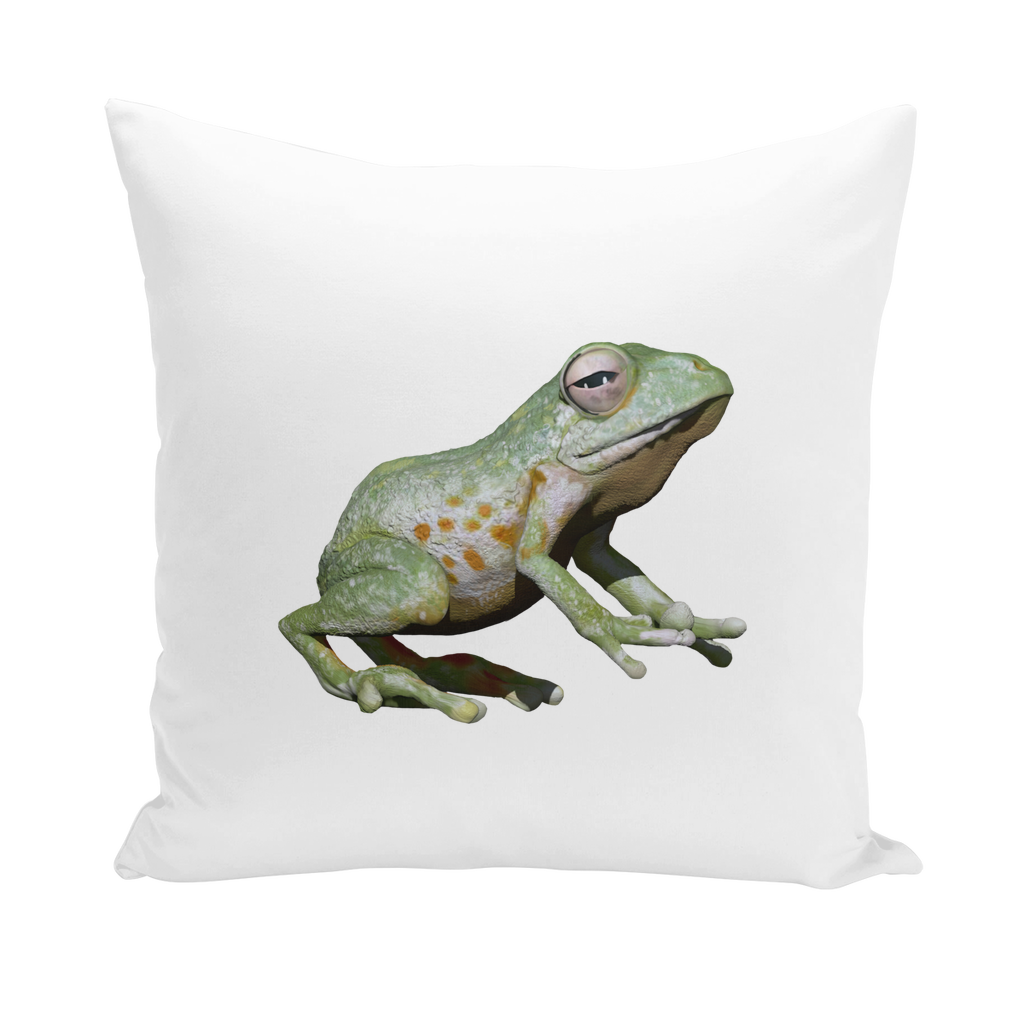Green Frog Throw Pillows featuring unique designs in various styles, perfect for home decor.