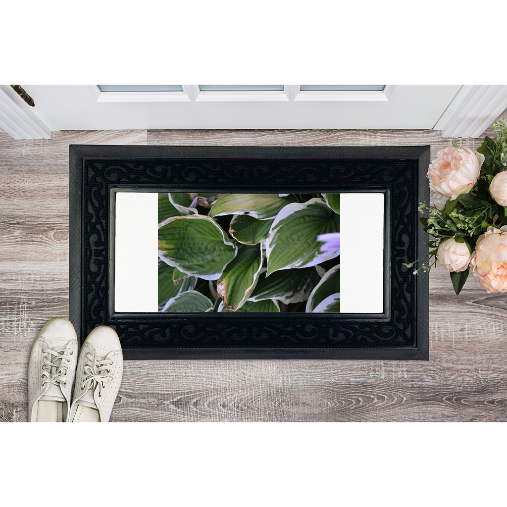 Green Leaves Sublimation Heavy Duty Door Mat featuring a vibrant leaf design and a non-slip rubber base, ideal for home entryways.