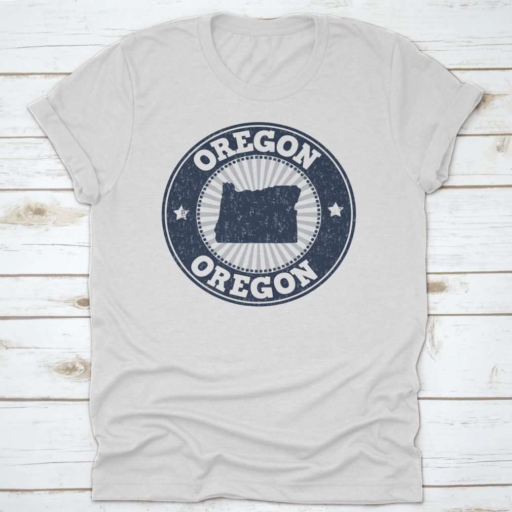 Grunge rubber stamp featuring the name and map of Oregon, ideal for arts and crafts projects.