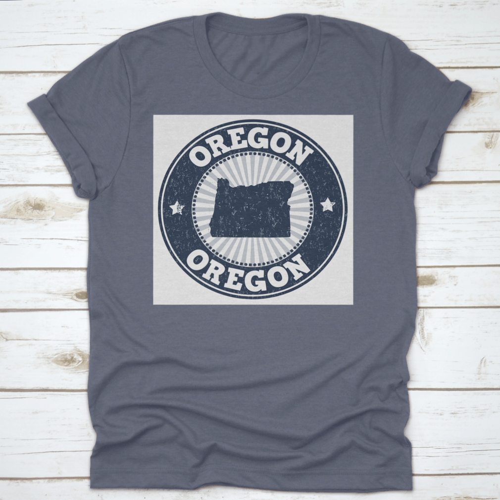 Grunge rubber stamp featuring the name and map of Oregon, ideal for arts and crafts projects.