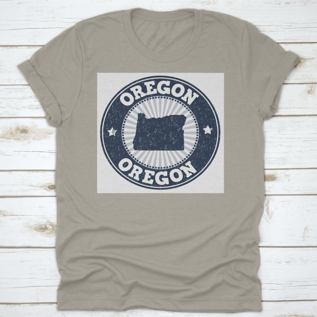 Grunge rubber stamp featuring the name and map of Oregon, ideal for arts and crafts projects.