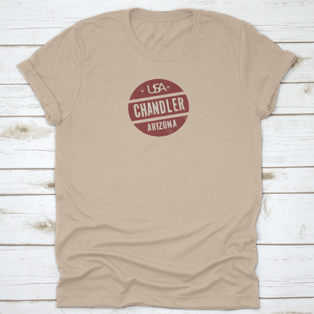 Grunge Vintage Round Stamp design featuring Chandler, Arizona, on a soft cotton shirt.