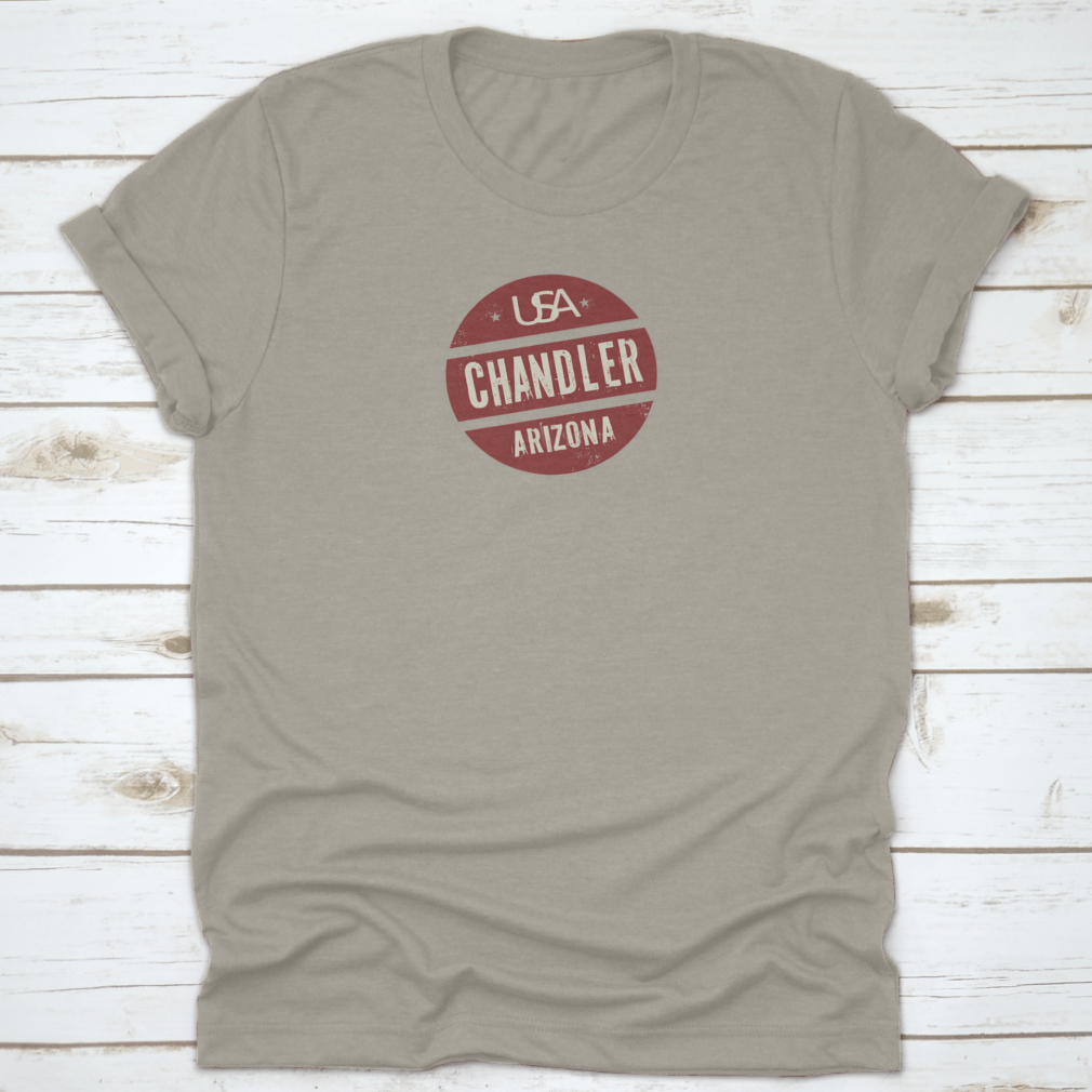 Grunge Vintage Round Stamp design featuring Chandler, Arizona, on a soft cotton shirt.