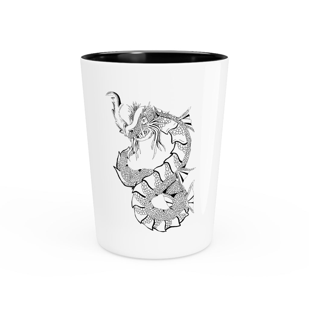 Gydraxis Shot Glass with customizable white or black interior, showcasing its elegant ceramic design.
