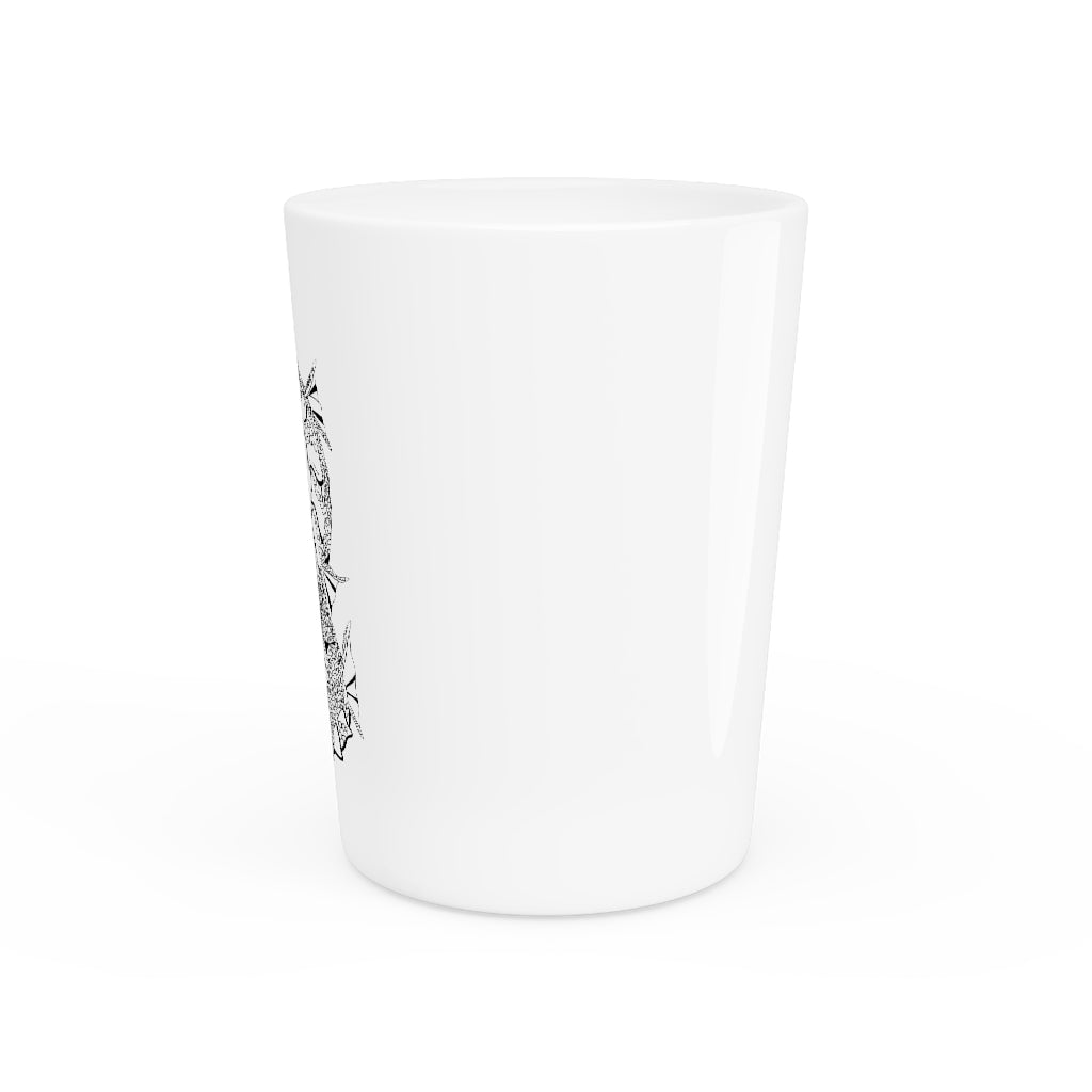 Gydraxis Shot Glass with customizable white or black interior, showcasing its elegant ceramic design.
