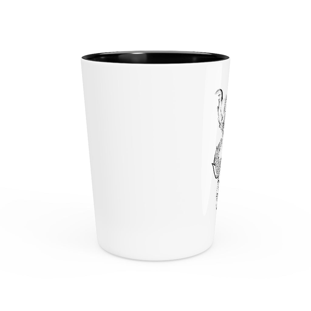 Gydraxis Shot Glass with customizable white or black interior, showcasing its elegant ceramic design.