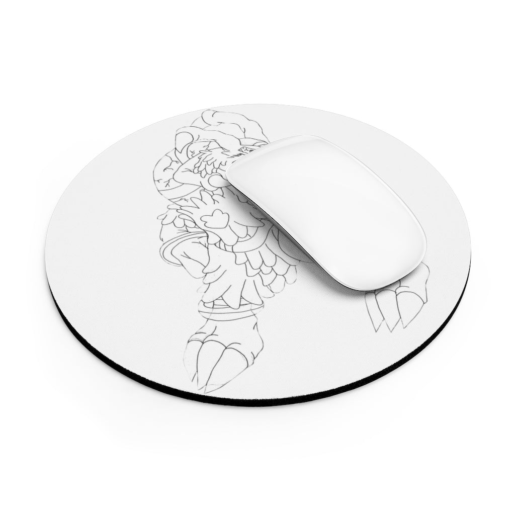 Gydro Mouse Pad in round and rectangular shapes with vibrant designs and non-slip rubber bottom.