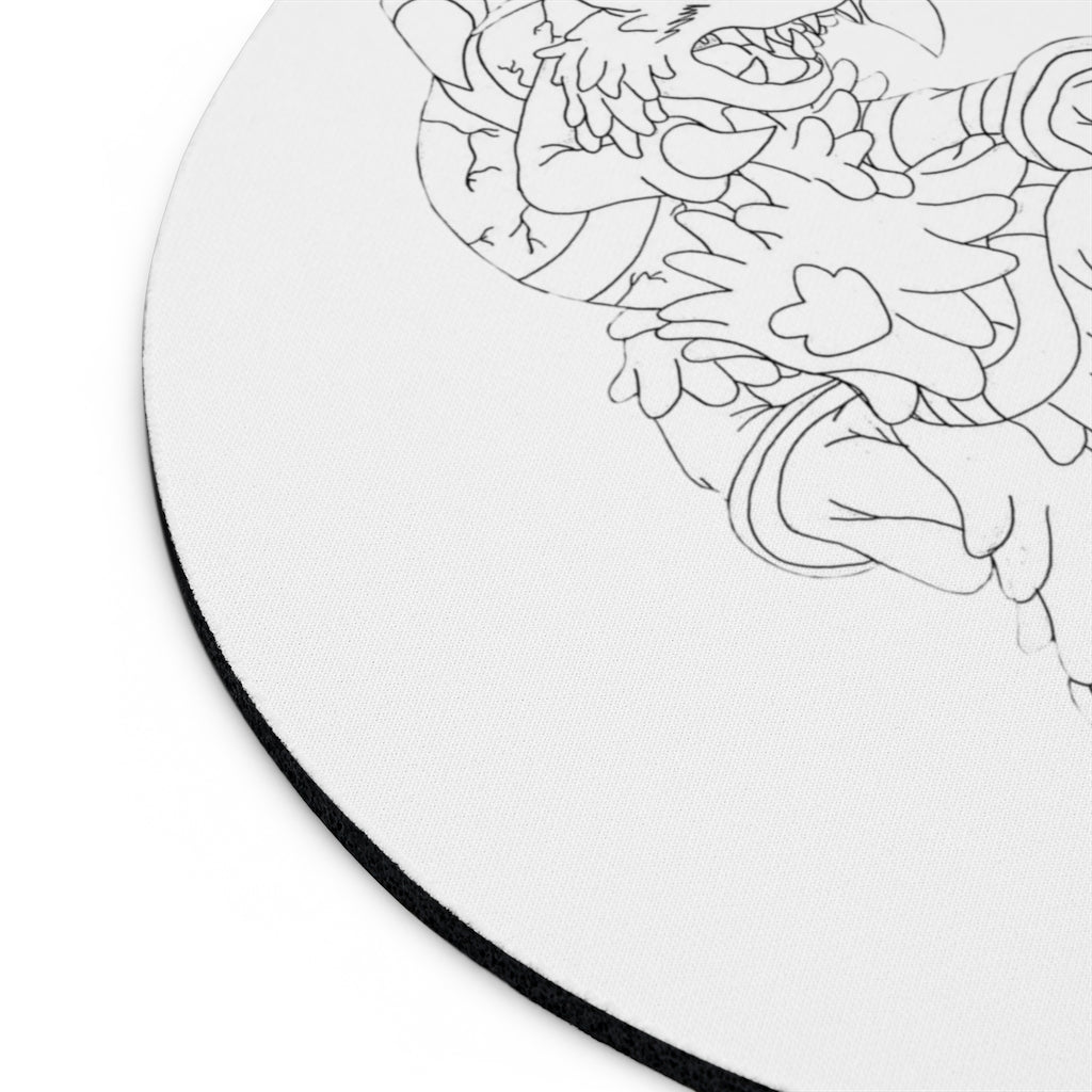 Gydro Mouse Pad in round and rectangular shapes with vibrant designs and non-slip rubber bottom.