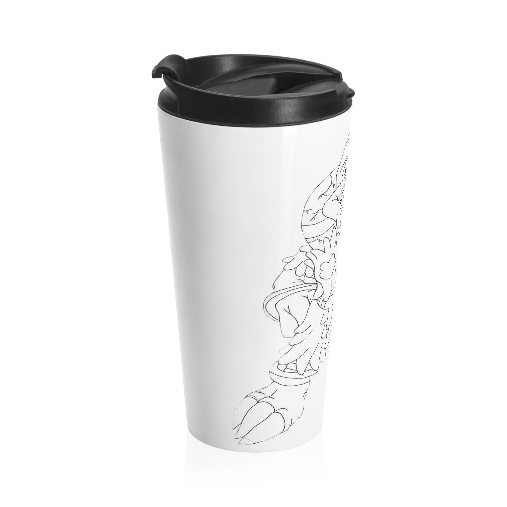 Gydro Stainless Steel Travel Mug with black lid, showcasing its sleek design and capacity.