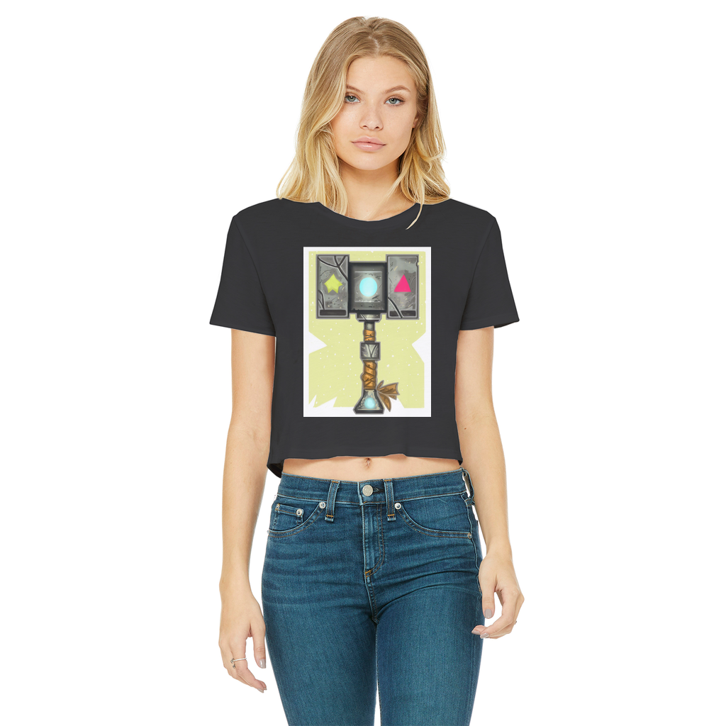 Hammer Classic Women's Cropped Raw Edge T-Shirt featuring a round neck, short sleeves, and a raw edge hem in a stylish design.