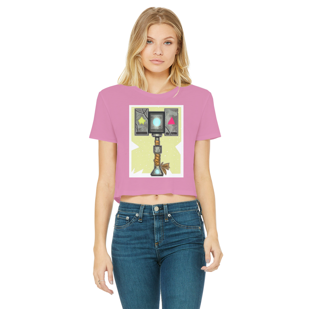 Hammer Classic Women's Cropped Raw Edge T-Shirt featuring a round neck, short sleeves, and a raw edge hem in a stylish design.