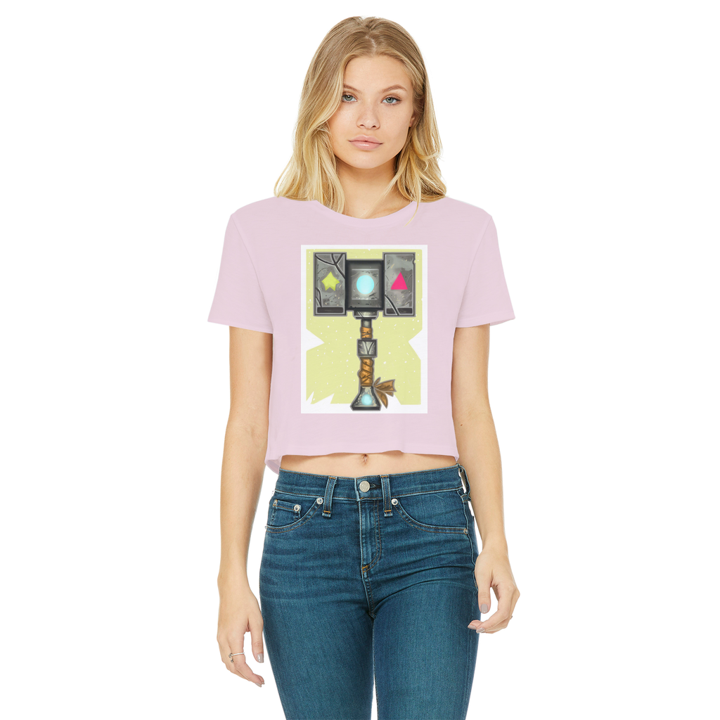 Hammer Classic Women's Cropped Raw Edge T-Shirt featuring a round neck, short sleeves, and a raw edge hem in a stylish design.