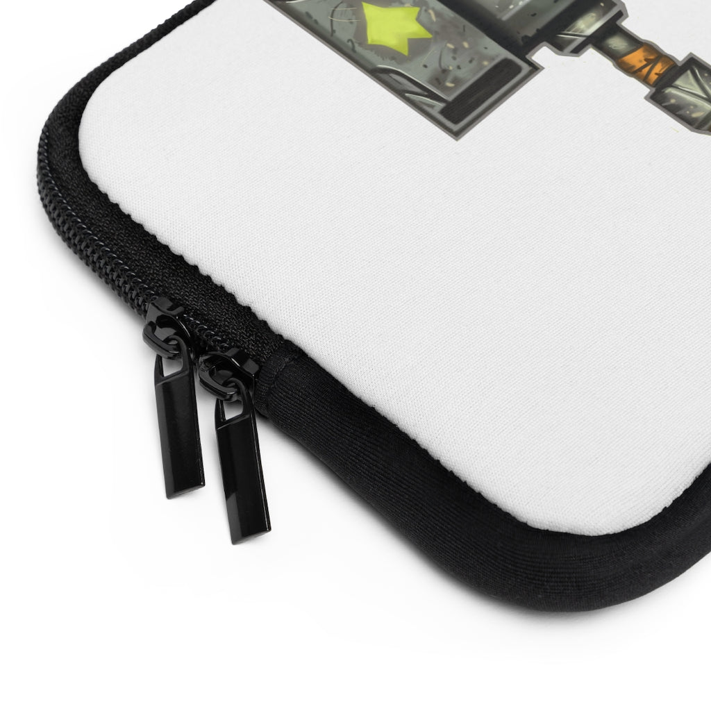 Hammer Laptop Sleeve featuring a customizable front and solid black back, made from water-resistant neoprene material.
