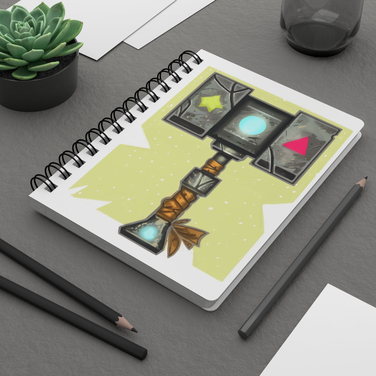 Hammer Spiral Bound Journal with glossy laminated cover and lined pages, perfect for writing dreams and ideas.