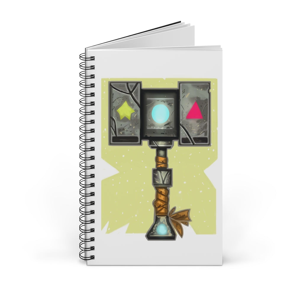 Hammer Spiral Journal featuring a colorful front cover, spiral binding, and various page styles including blank, dot grid, lined, and task manager.