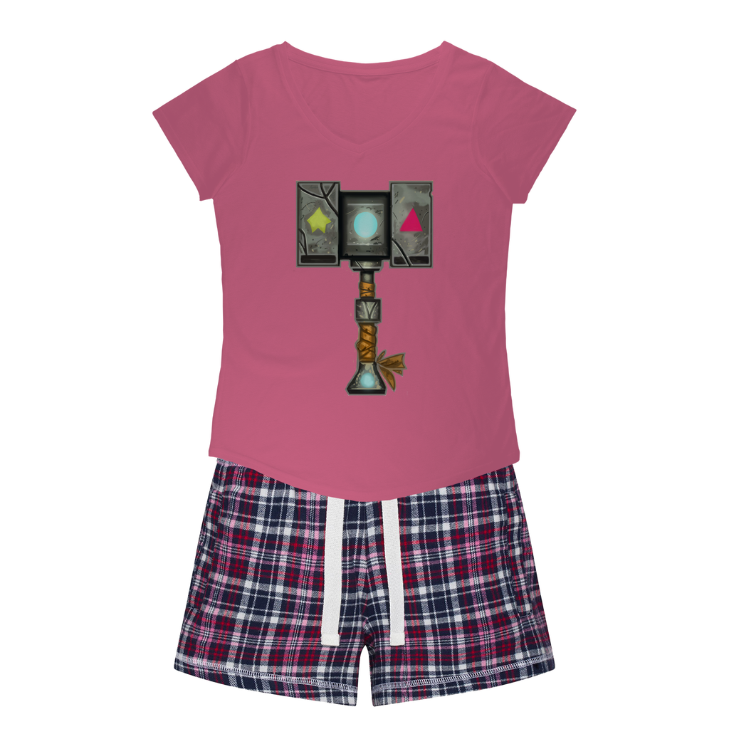 Hammer Women's Sleepy Tee and Flannel Short set featuring a relaxed fit T-shirt and vibrant flannel shorts, perfect for cozy nights.