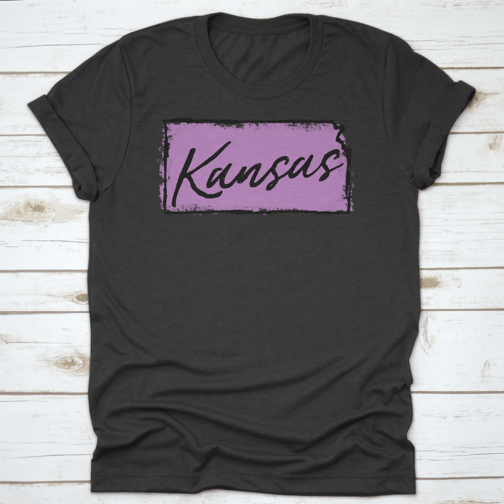 Hand Drawn Lettering Logo of Kansas State, featuring a unique design on a soft cotton fabric.