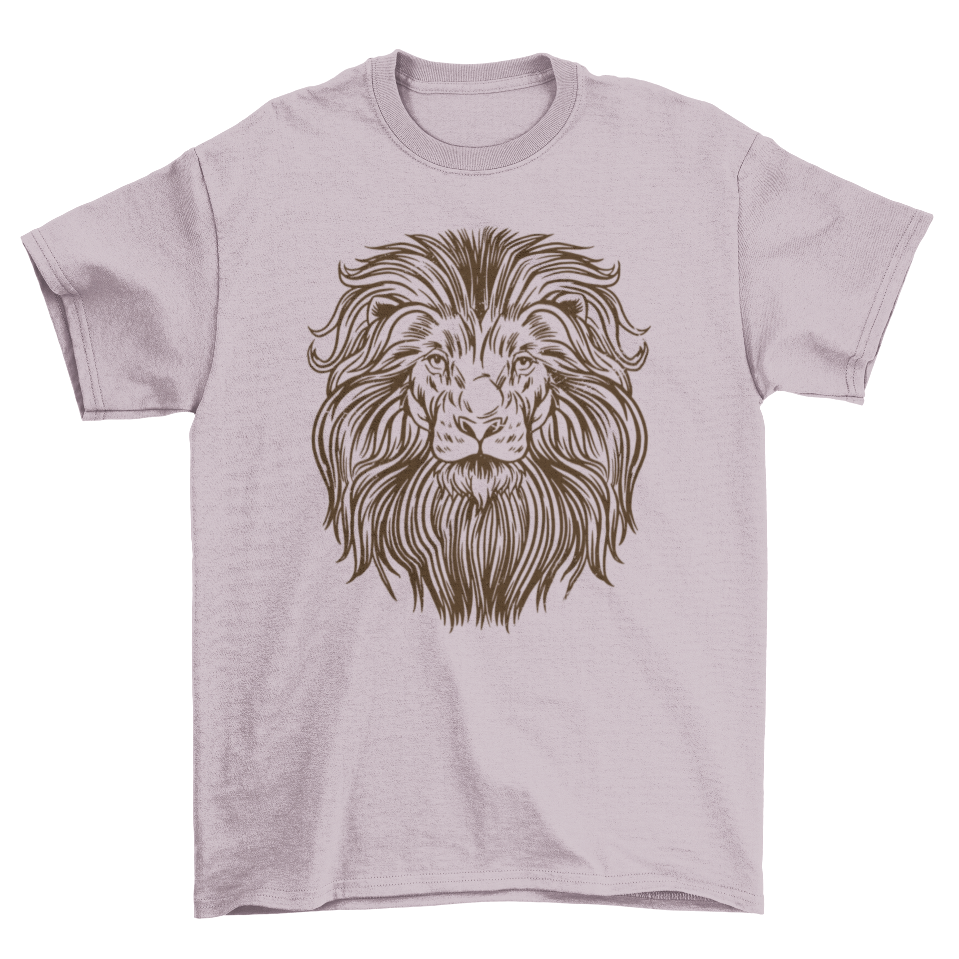 A stylish hand drawn lion t-shirt featuring a detailed illustration of a lion's head, perfect for animal lovers.