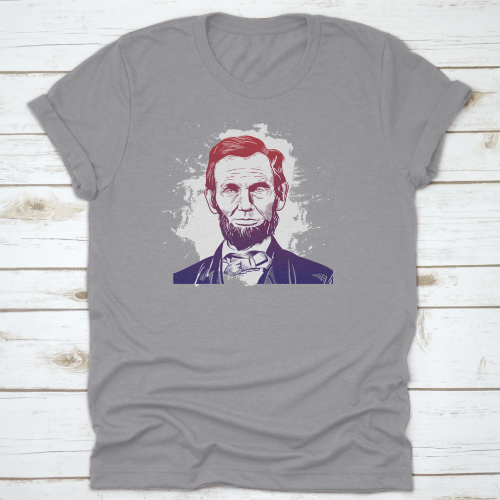 Hand drawn vector portrait of Abraham Lincoln on a comfortable cotton shirt, showcasing a unique design.