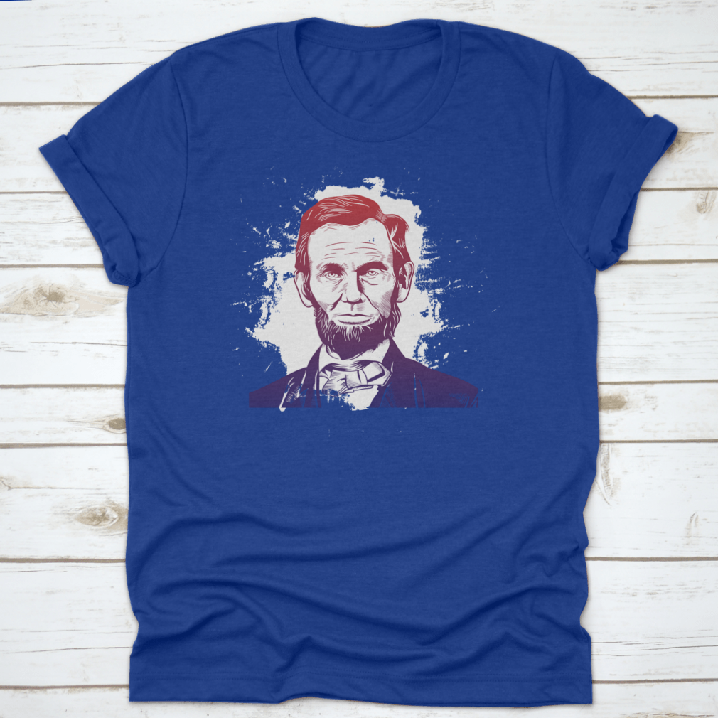 Hand drawn vector portrait of Abraham Lincoln on a comfortable cotton shirt, showcasing a unique design.