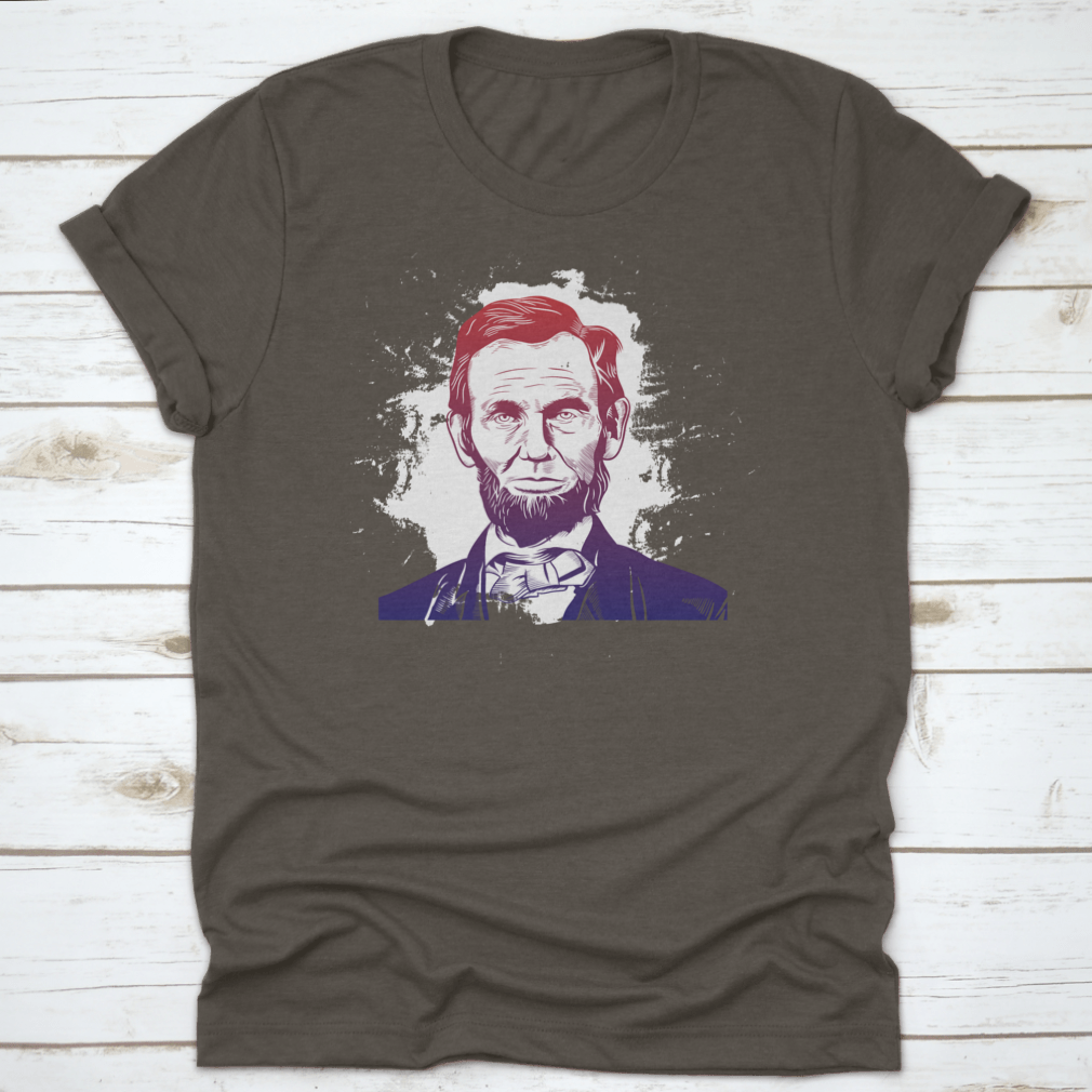 Hand drawn vector portrait of Abraham Lincoln on a comfortable cotton shirt, showcasing a unique design.