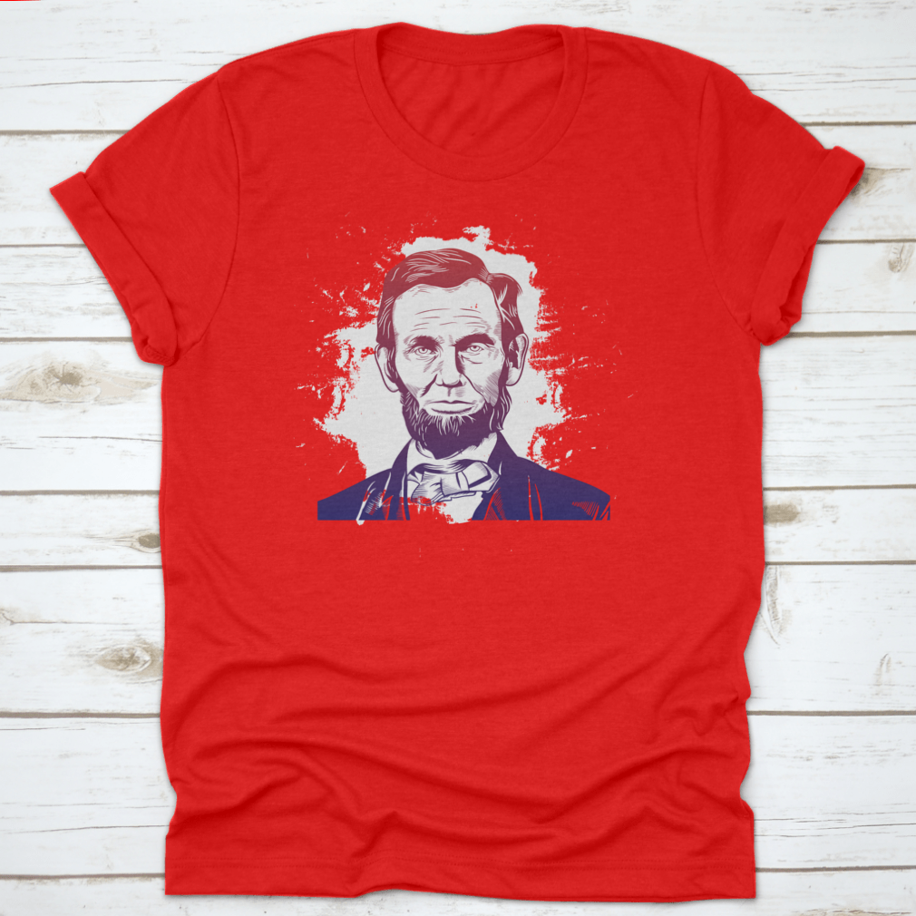 Hand drawn vector portrait of Abraham Lincoln on a comfortable cotton shirt, showcasing a unique design.