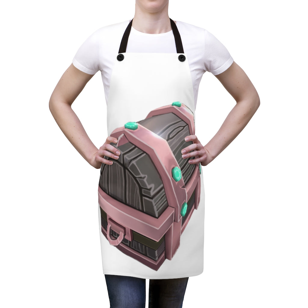A stylish hand-painted chest apron made of durable polyester, featuring black detachable twill straps and a vibrant custom design.