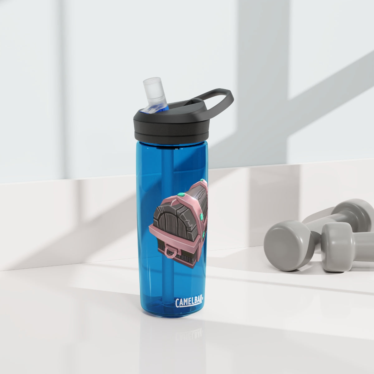 Hand-painted CamelBak Eddy® water bottle in 20oz and 25oz sizes, showcasing vibrant colors and a stylish design.