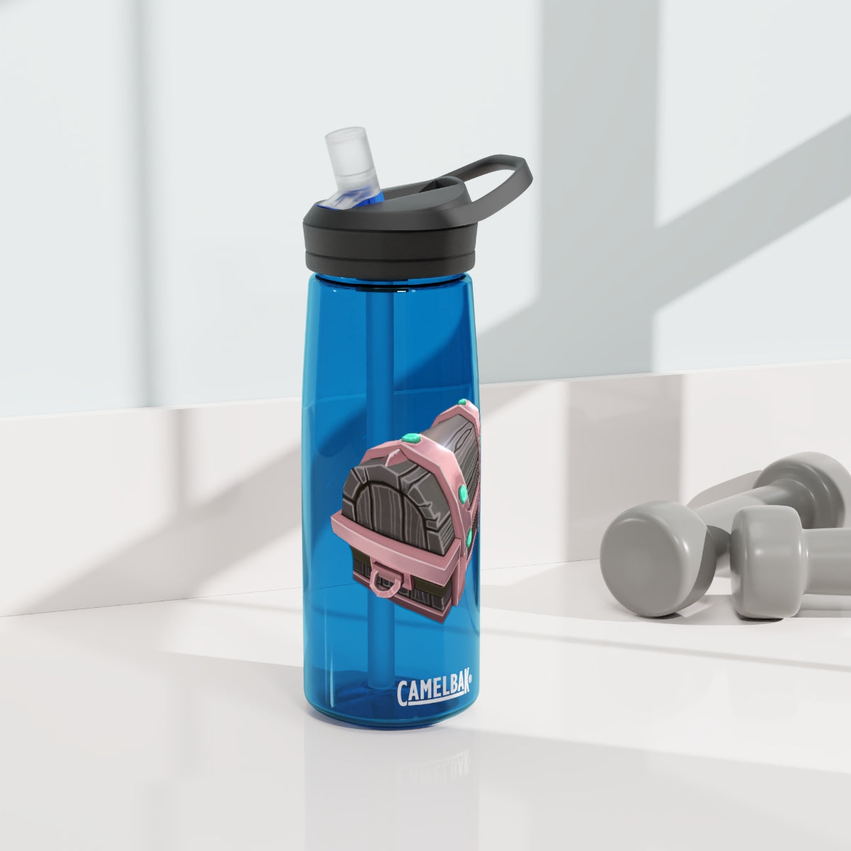 Hand-painted CamelBak Eddy® water bottle in 20oz and 25oz sizes, showcasing vibrant colors and a stylish design.