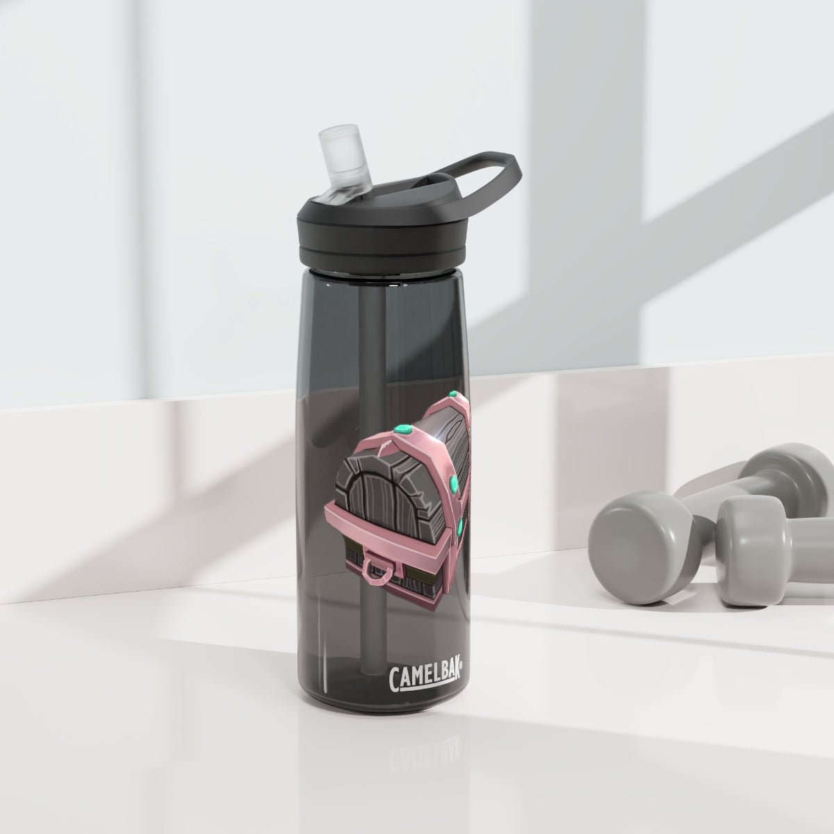 Hand-painted CamelBak Eddy® water bottle in 20oz and 25oz sizes, showcasing vibrant colors and a stylish design.