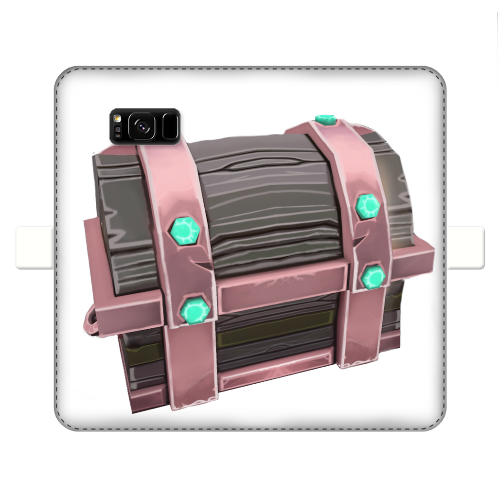 Hand-Painted Chest Fully Printed Wallet Case for iPhone and Samsung, showcasing vibrant designs and a magnetic closure.