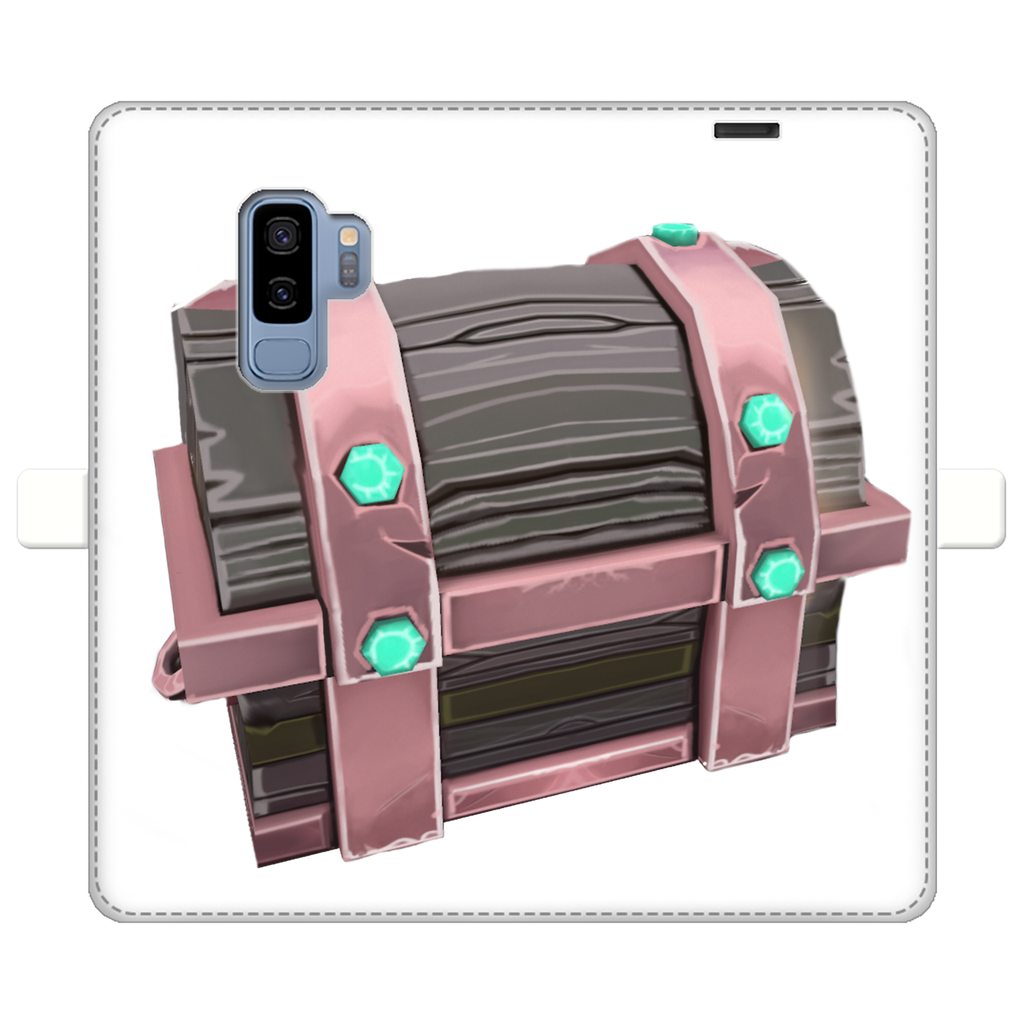 Hand-Painted Chest Fully Printed Wallet Case for iPhone and Samsung, showcasing vibrant designs and a magnetic closure.