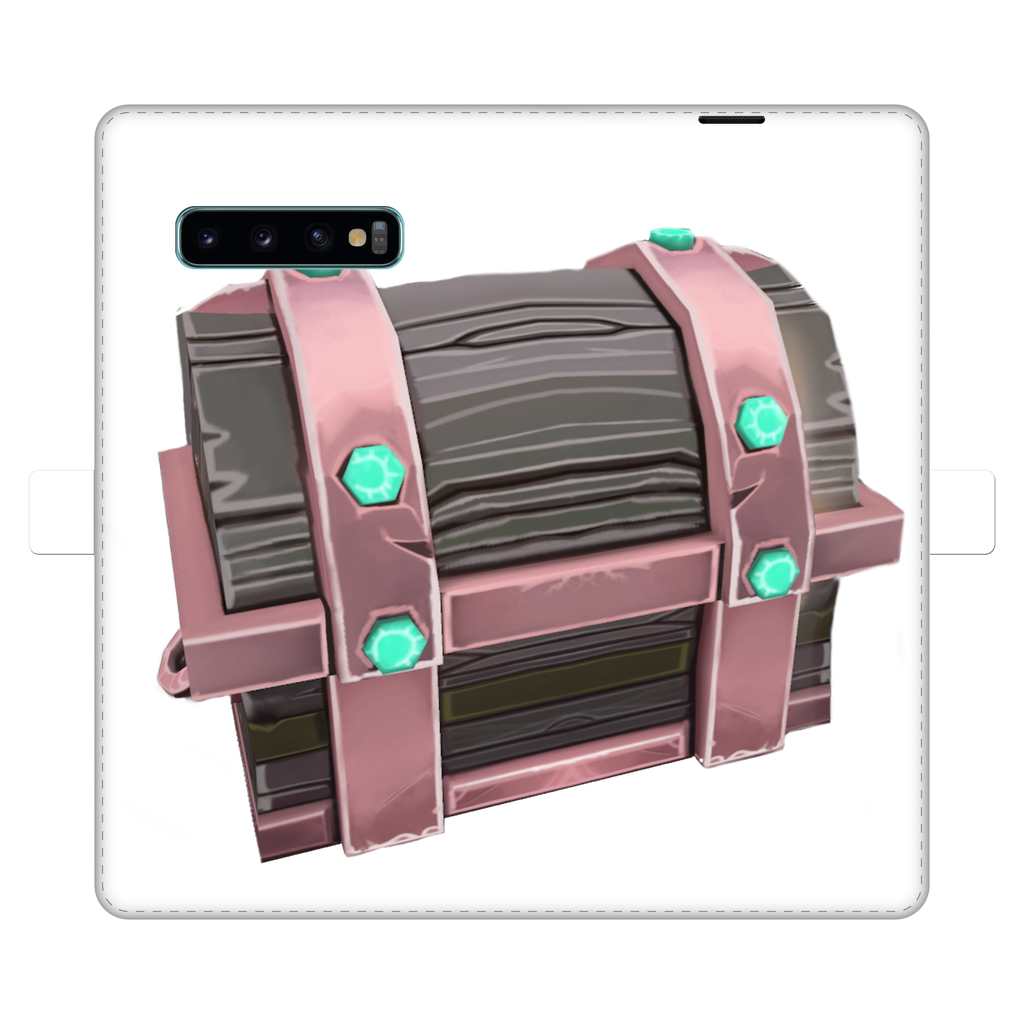 Hand-Painted Chest Fully Printed Wallet Case for iPhone and Samsung, showcasing vibrant designs and a magnetic closure.