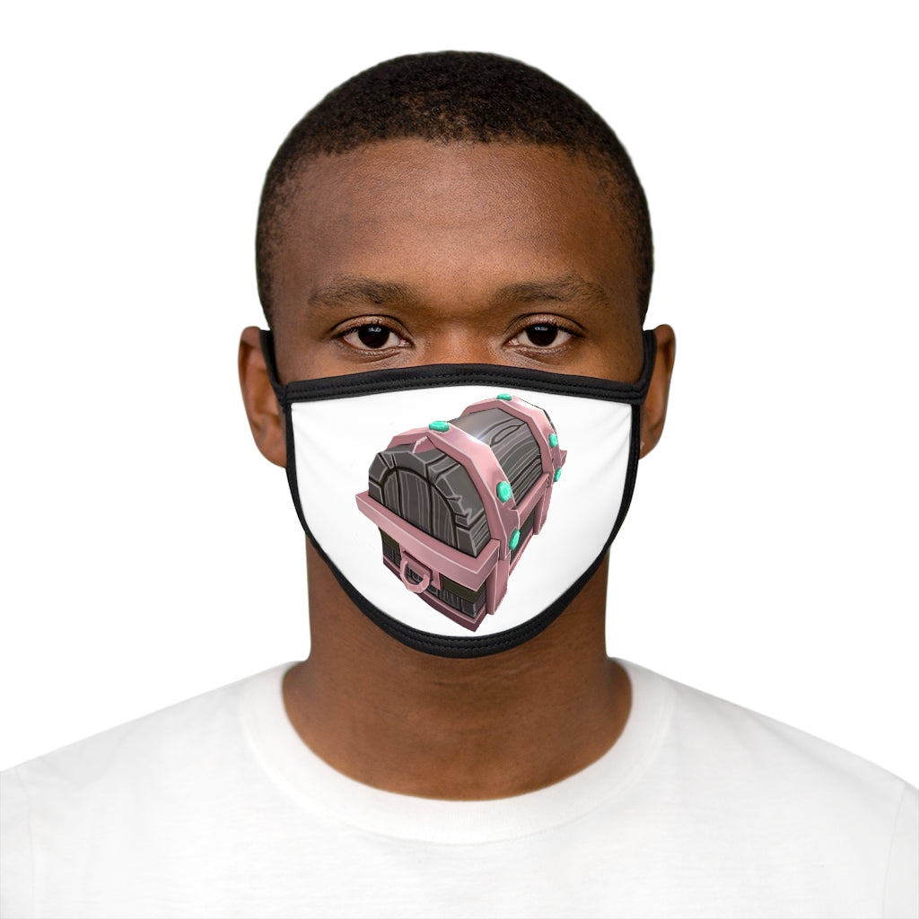 Hand-painted chest mixed-fabric face mask featuring a unique design with a black outer edge and earloops.