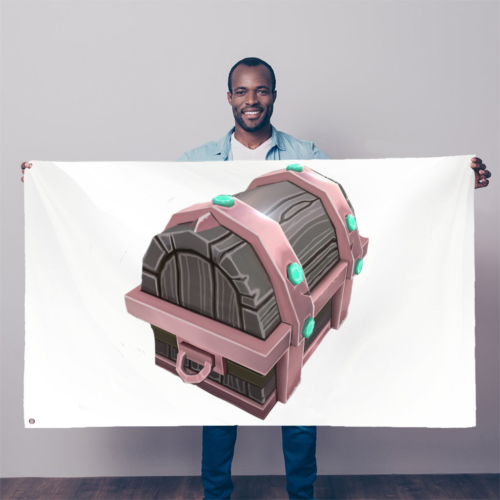 Hand-Painted Chest Sublimation Flag, 5FT X 3FT, vibrant colors on durable polyester fabric with double-stitched edges and eyelets for hanging.