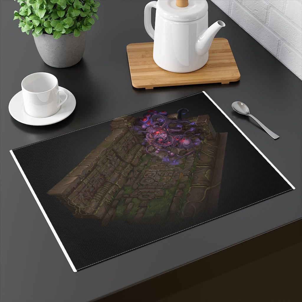 Hand-painted environment art placemat showcasing unique designs and durable cotton material, perfect for dining tables.