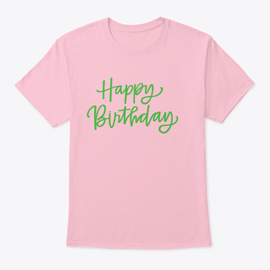 Happy Birthday T-shirt featuring elegant calligraphy design on a soft cotton fabric, perfect for birthday celebrations.