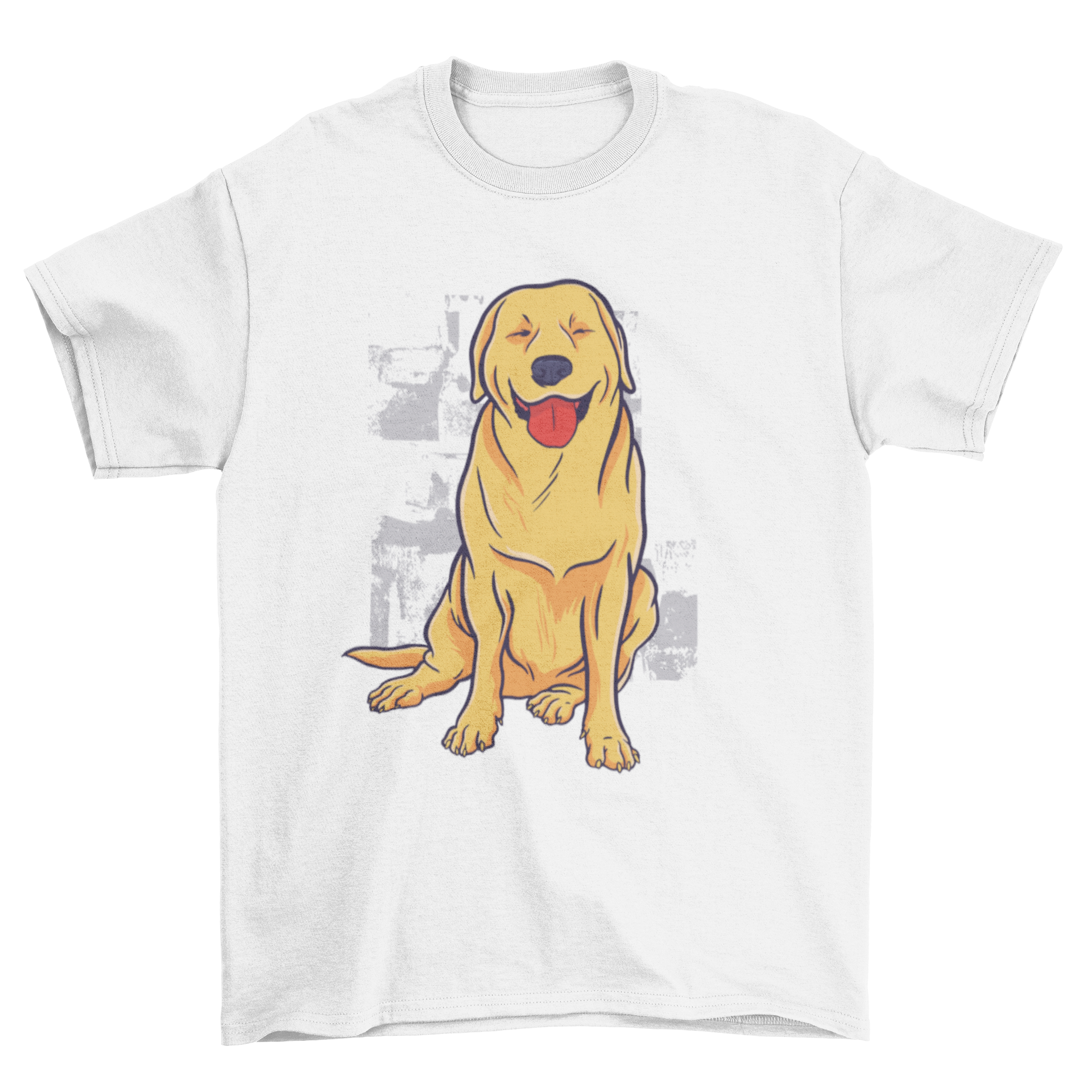 Happy Golden Retriever T-shirt featuring a cheerful dog design on a soft fabric.