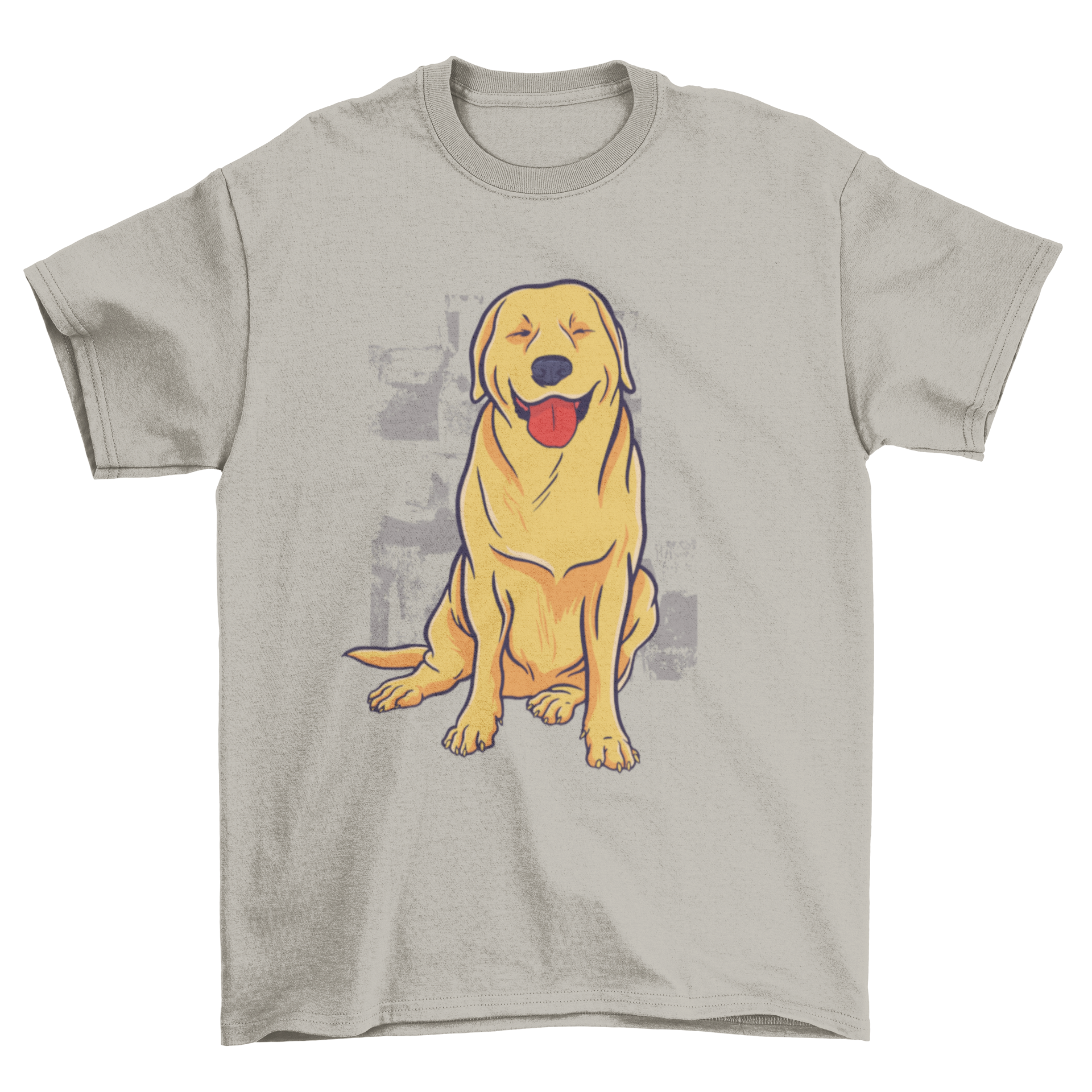 Happy Golden Retriever T-shirt featuring a cheerful dog design on a soft fabric.