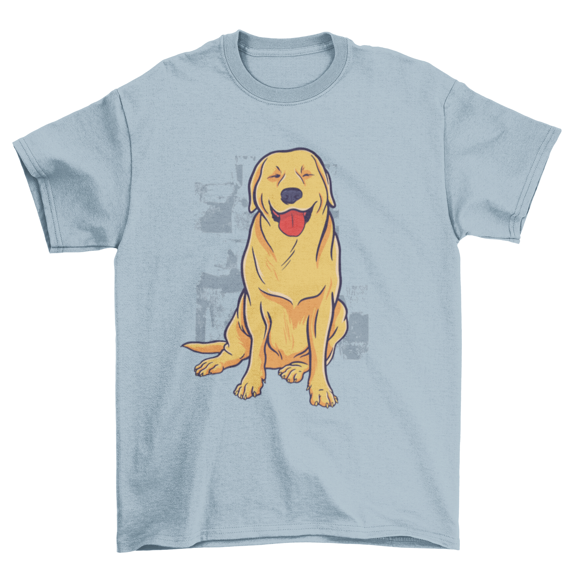 Happy Golden Retriever T-shirt featuring a cheerful dog design on a soft fabric.