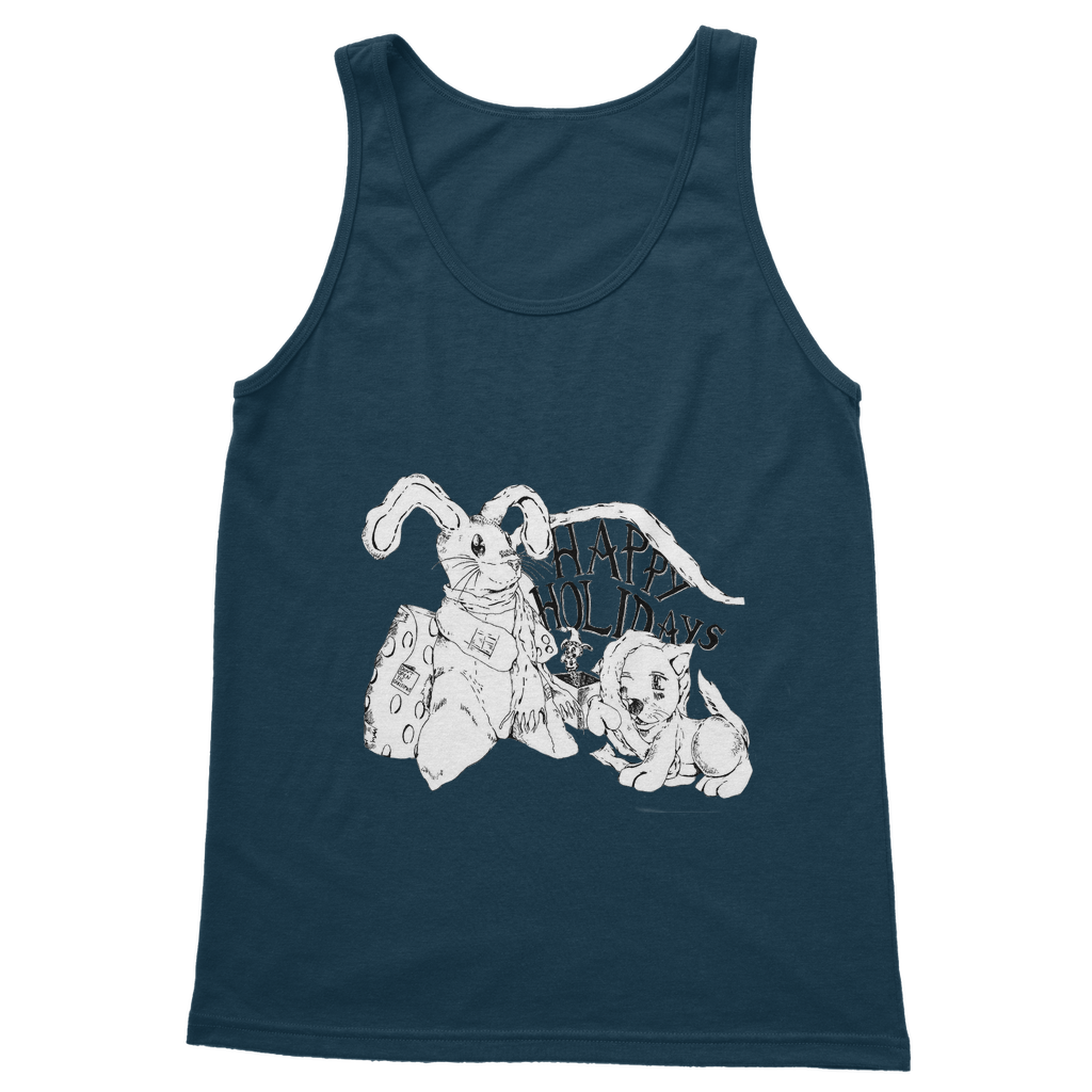 Happy Holiday's Classic Adult Vest Top in various colors, showcasing its unisex design and comfortable fit.