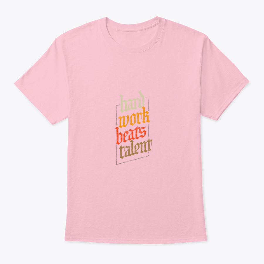 A soft cotton t-shirt featuring the motivational phrase 'Hard Work Beats Talent' designed for the chosen, blessed, forgiven, and redeemed.