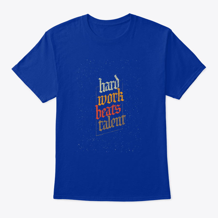 A soft cotton t-shirt featuring the motivational phrase 'Hard Work Beats Talent' designed for the chosen, blessed, forgiven, and redeemed.