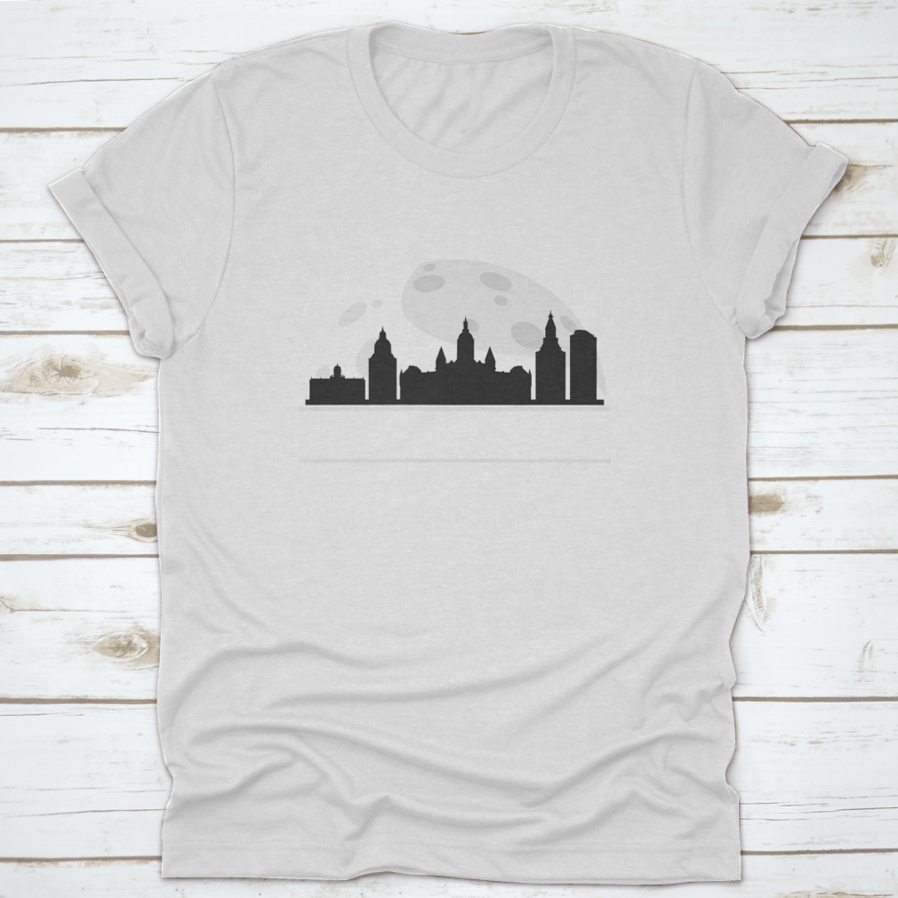 Hartford Full Moon Night Skyline Silhouette T-shirt featuring a city skyline design under a full moon.
