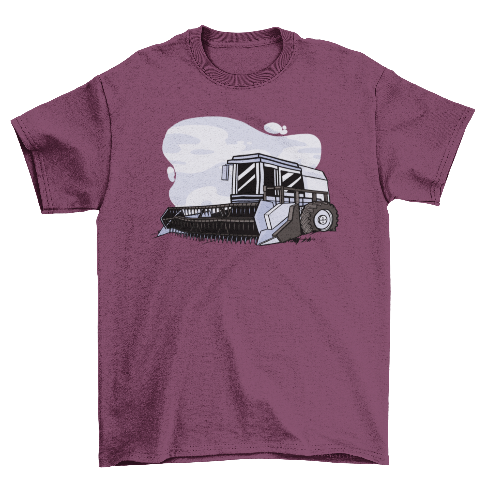 Harvester machine farming t-shirt featuring a detailed graphic of a farming machine on a comfortable fabric.